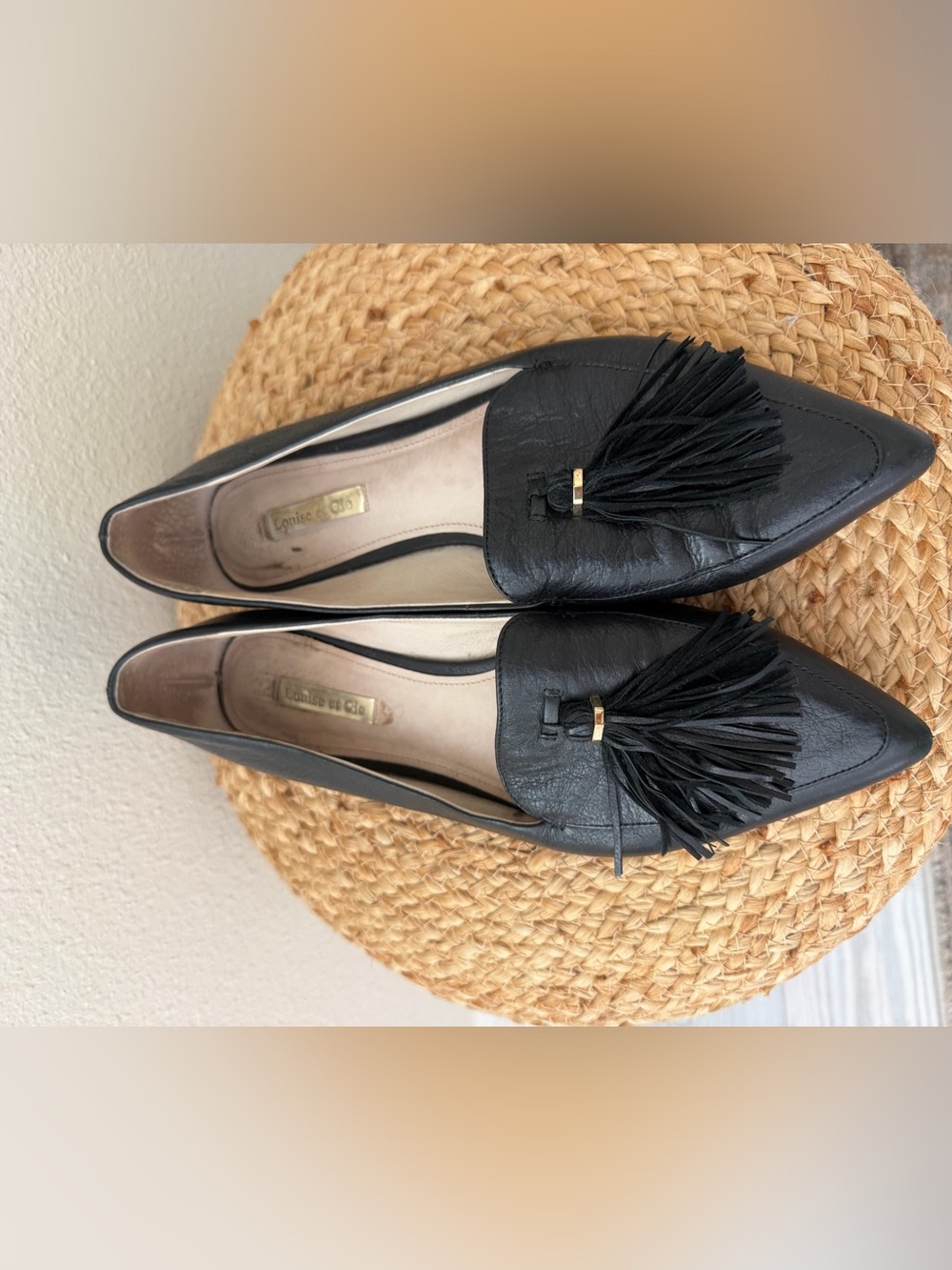 Louise et Cie Black Pointed Tassel Loafers - Women